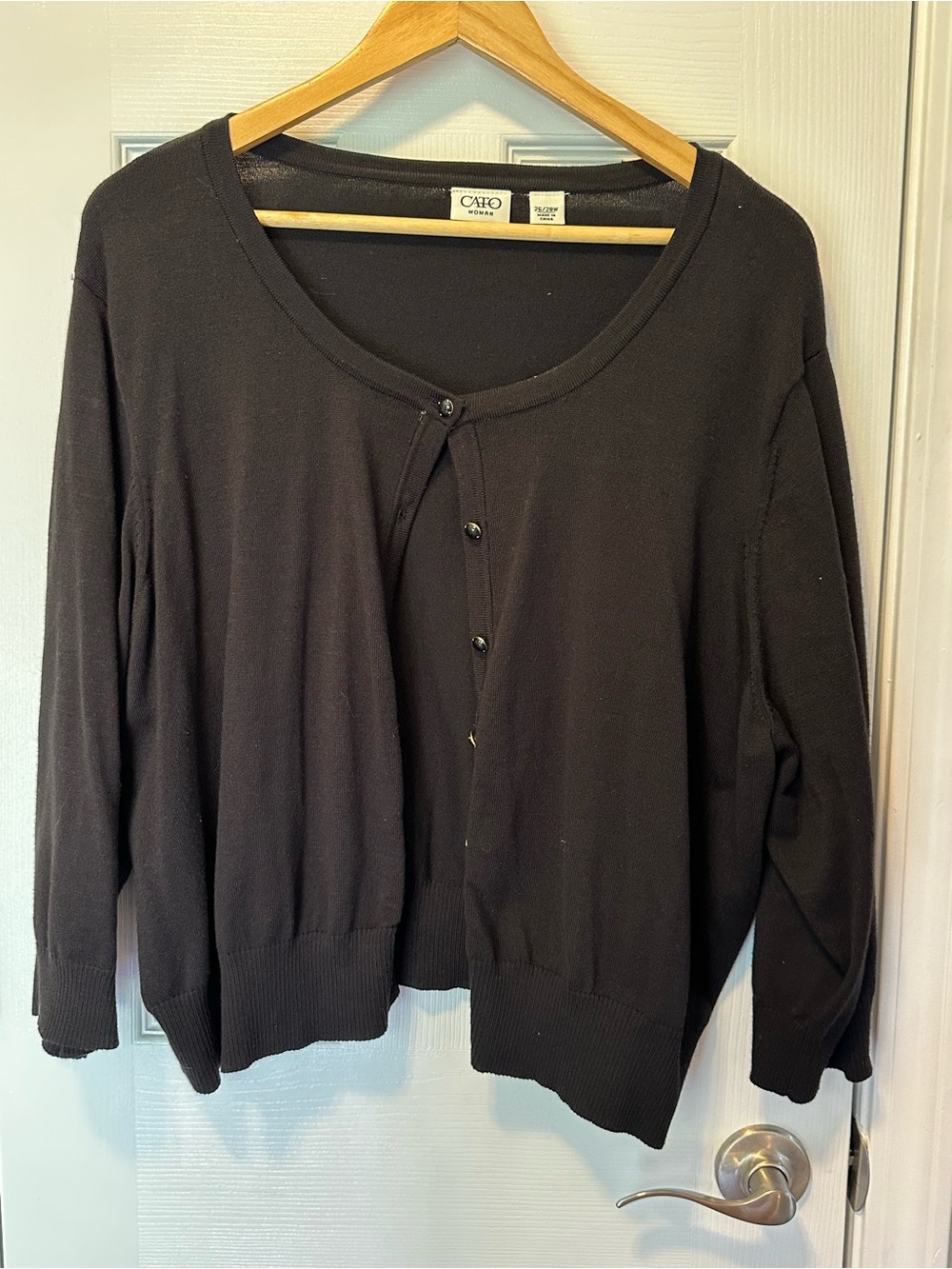 Cato Black Scoop-Neck Button-Front Cardigan